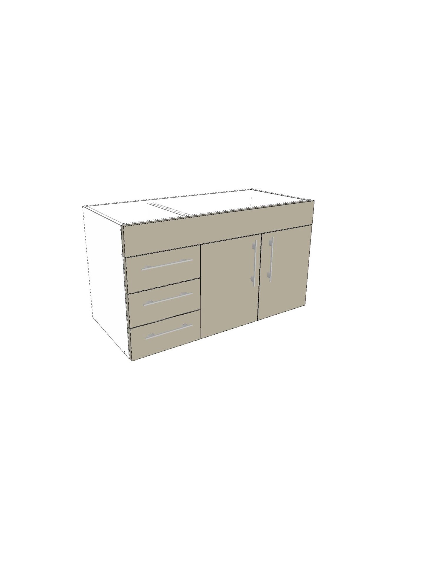 Base Vanity (1010mm Wide) - 2 Doors and 3 Drawers (Fit 2100mm vanity) - Standard