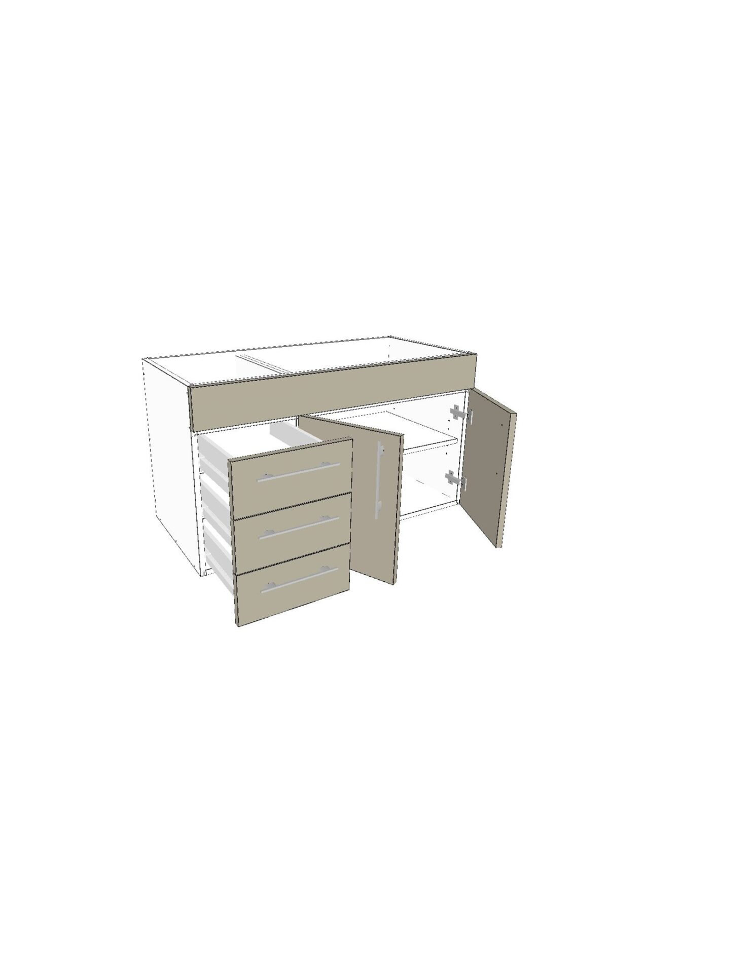 Base Vanity (1010mm Wide) - 2 Doors and 3 Drawers (Fit 2100mm vanity) - Standard - Image 2
