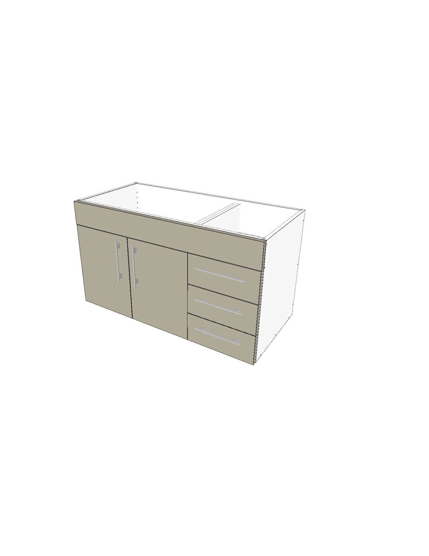 Base Vanity (1010mm Wide) - 2 Doors and 3 Drawers (Fit 2100mm vanity) - Standard - Image 4