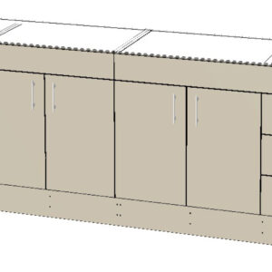 500mm Vanity with Kicker (2100mm Wide) - 2x 2 Doors 2x 2 Drawers
