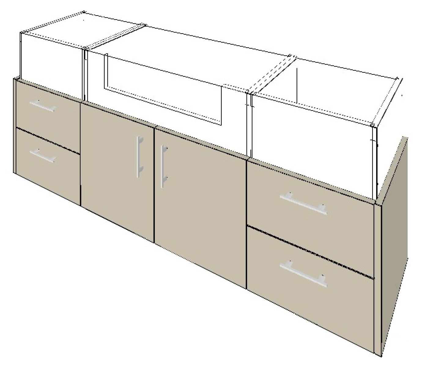 500mm Semi Recess Floating Vanity 1500mm 2 Doors 2x 2 Drawers