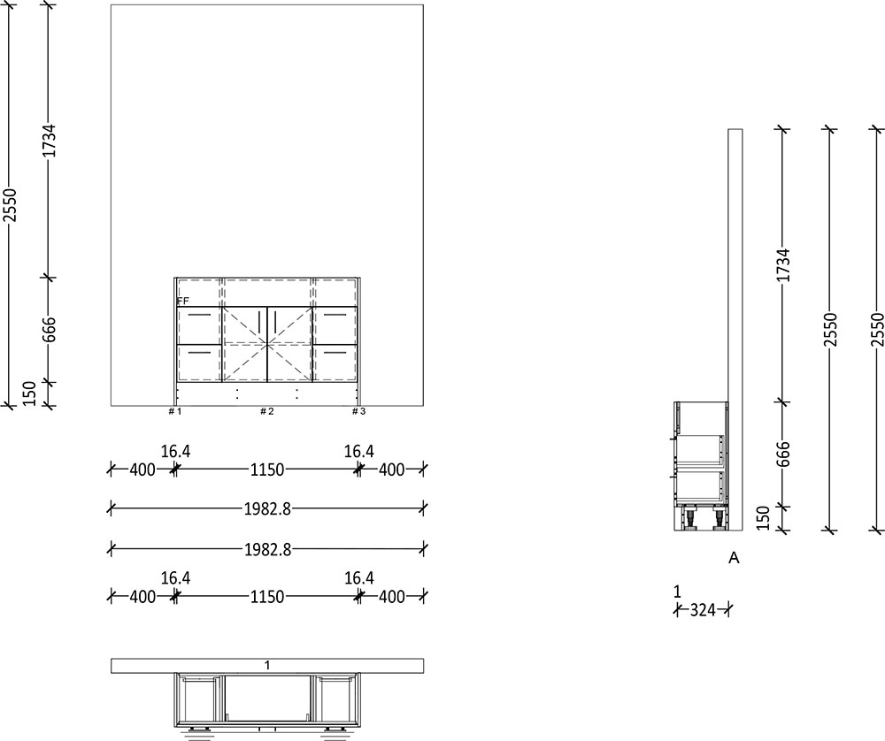 500mm Semi Recess Vanity with Kicker 1200mm 2 Doors 2x 2 Drawers - Image 2