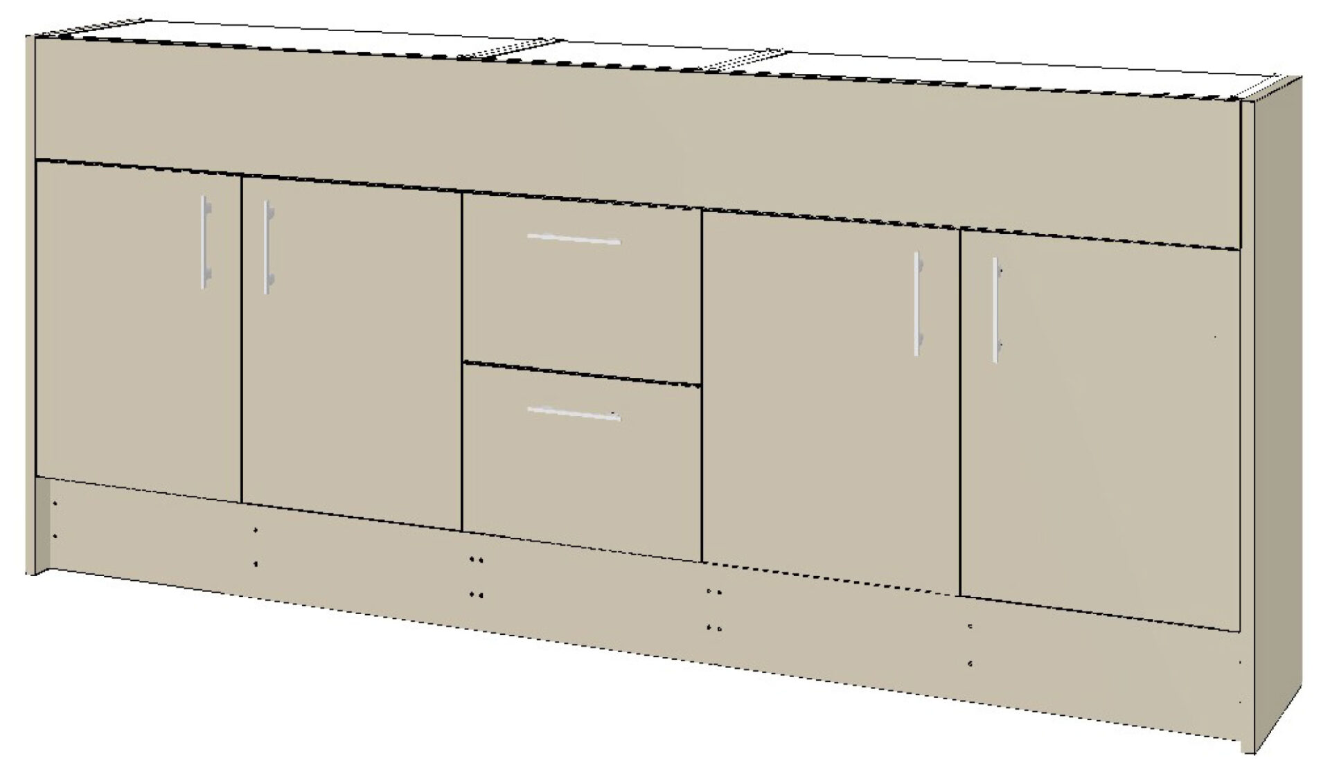 500mm Semi Recess Vanity with Kicker 1800mm 2x 2 Doors 2 Drawers