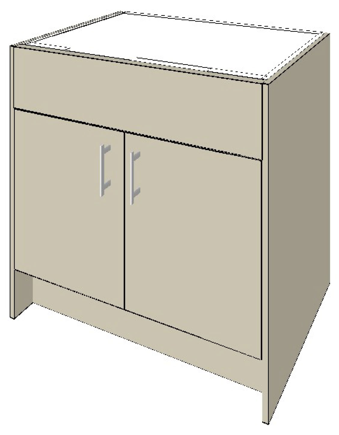 500mm Semi Recess Vanity with Kicker 900mm 2 Doors